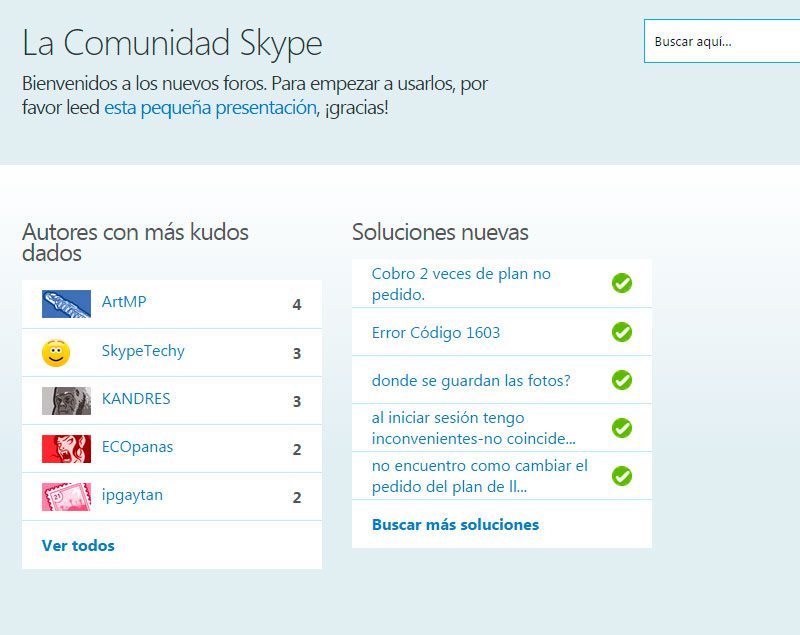 Skype dispone de foros bastante libres donde hemos visto quejas y soluciones.