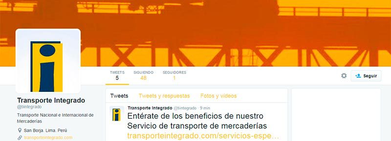 Sitio de Transporte Internacional Integrado en Twitter