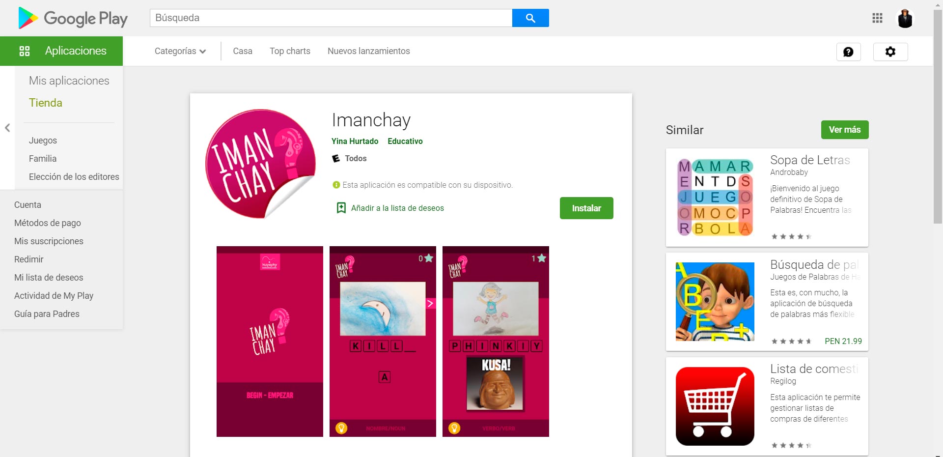 App Imanchay en Google Play lista para descargar - Alerta Emprendedora Overflow.pe