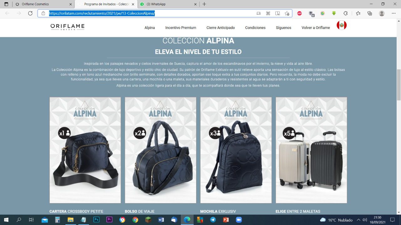 Colección Alpina para ganar por invitar a hacer Oriflame