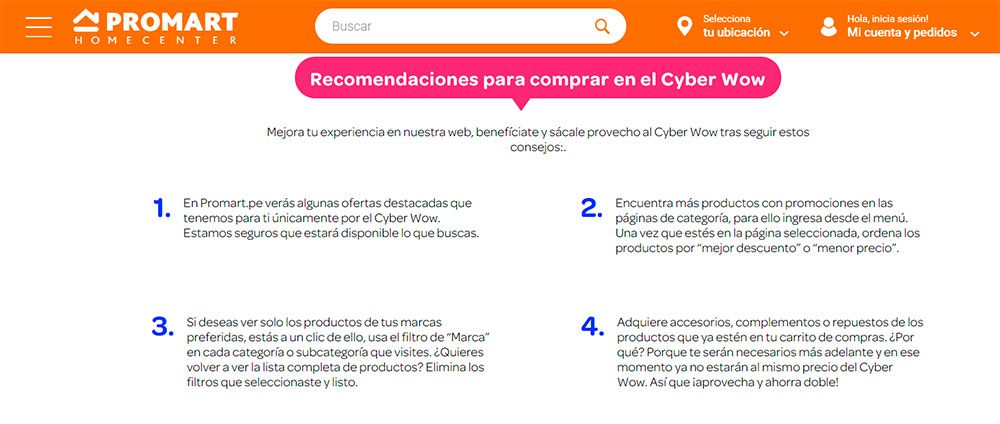 Recomendaciones para comprar en el Cyber Wow de Promart