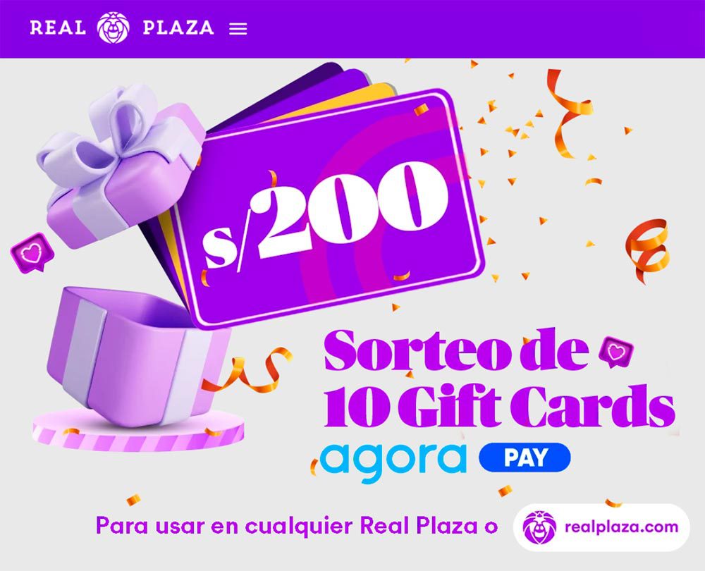 Real Plaza sortea 10 Gift Cards por el Cyber WOW al registrarte en su plataforma