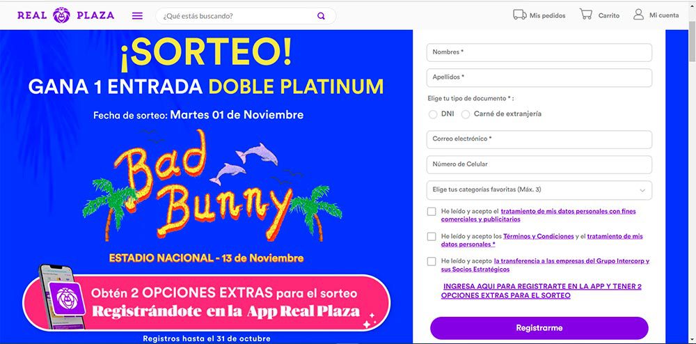 Cyber Wow 2022 en Real Plaza sorteo Concierto Bad Bunny