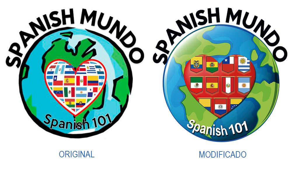 Logotipo Spanish Mundo original y modificado