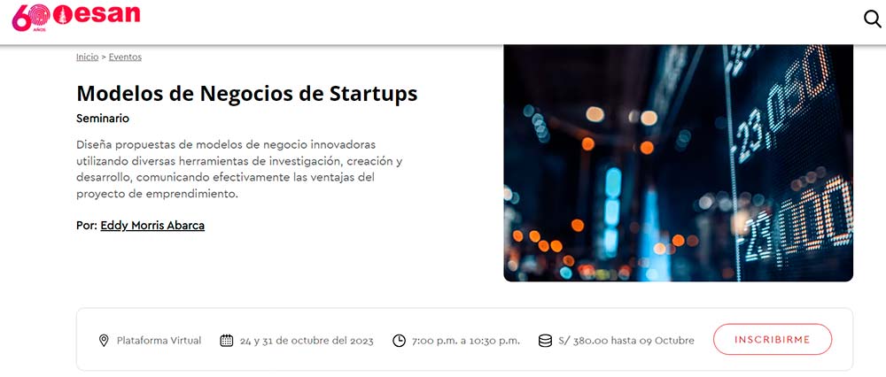 Seminario Digital Modelo de negocios StartUp 2023