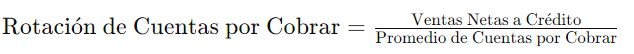 Fórmula del ratio rotación de cuentas por cobrar
