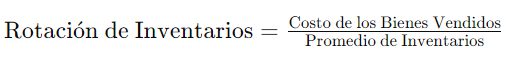 Fórmula del ratio rotación de inventarios