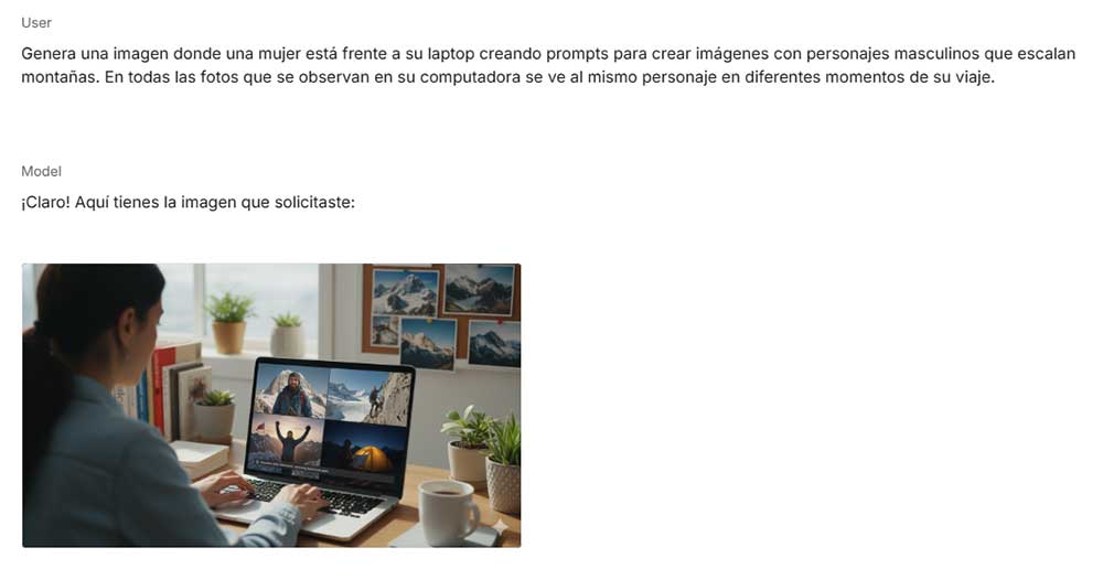 Primer prompt sobre persistencia de personaje con IA Google Studio Primer prompt sobre persistencia de personaje con IA Google Studio