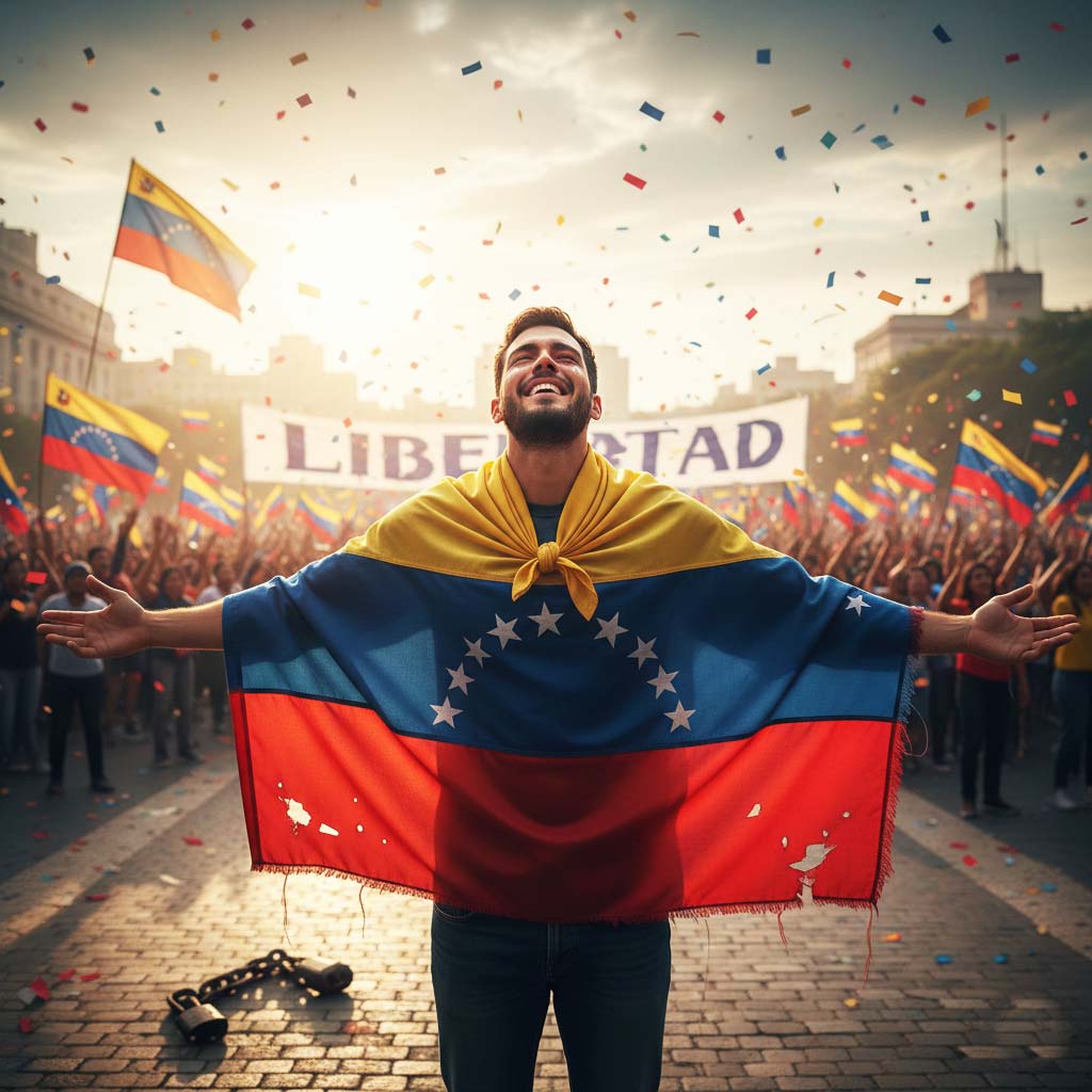 Manifestantes han salido a las calles tras bombardeo a Venezuela a celebrar la salida de Maduro